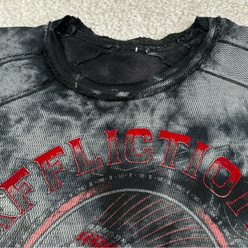 AFFLICTION Men's Long Sleeve Reversible Thermal Shirt. XXL skull bird distressed - Picture 8 of 15